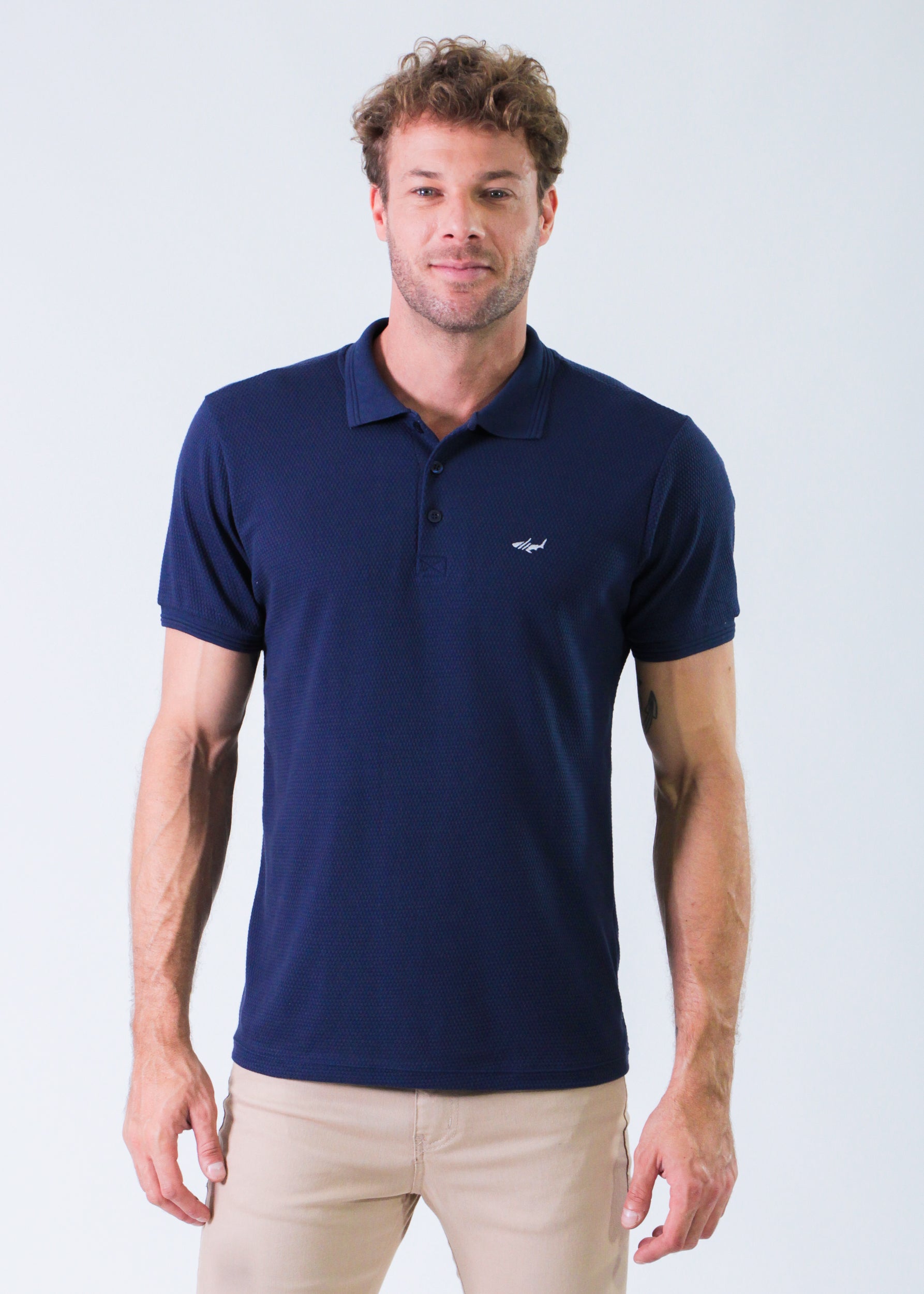 Camisa Polo Colmeia - Azul Marinho