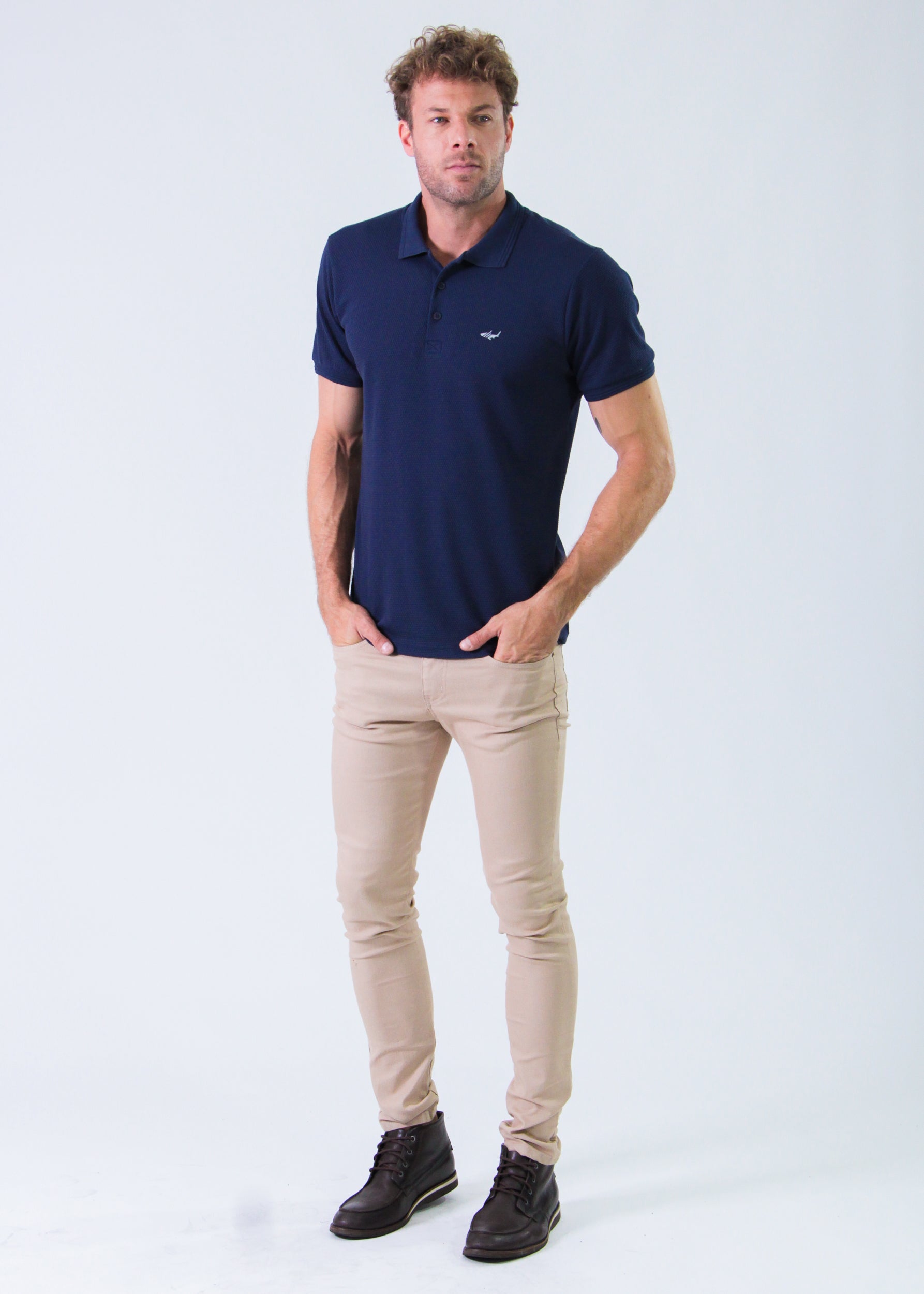 Camisa Polo Colmeia - Azul Marinho