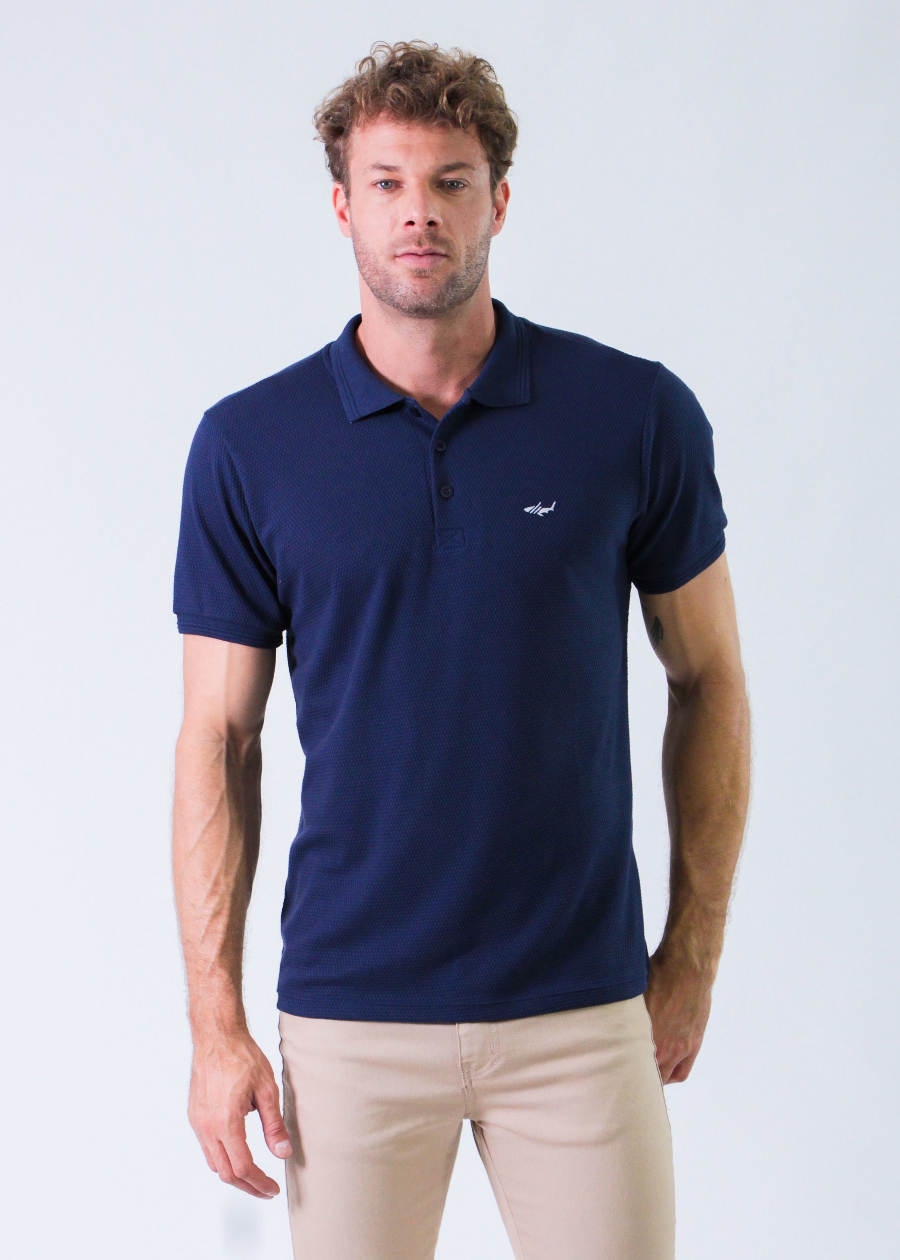 Camisa Polo Colmeia - Azul Marinho