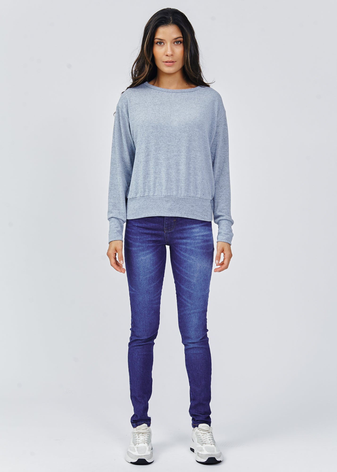 Blusa Tricô Manga Longa - Azul