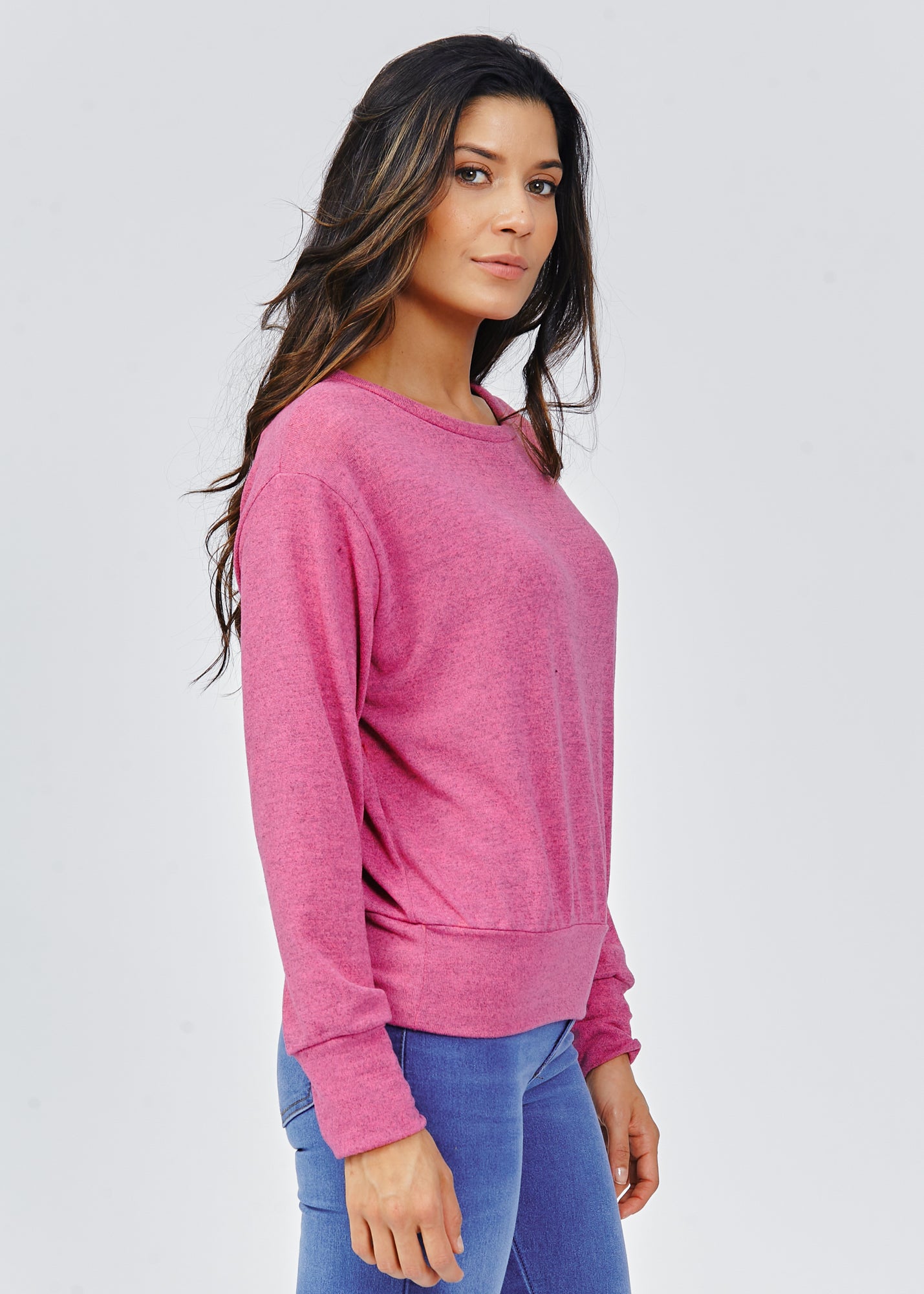 Blusa Tricô Manga Longa - Rosa