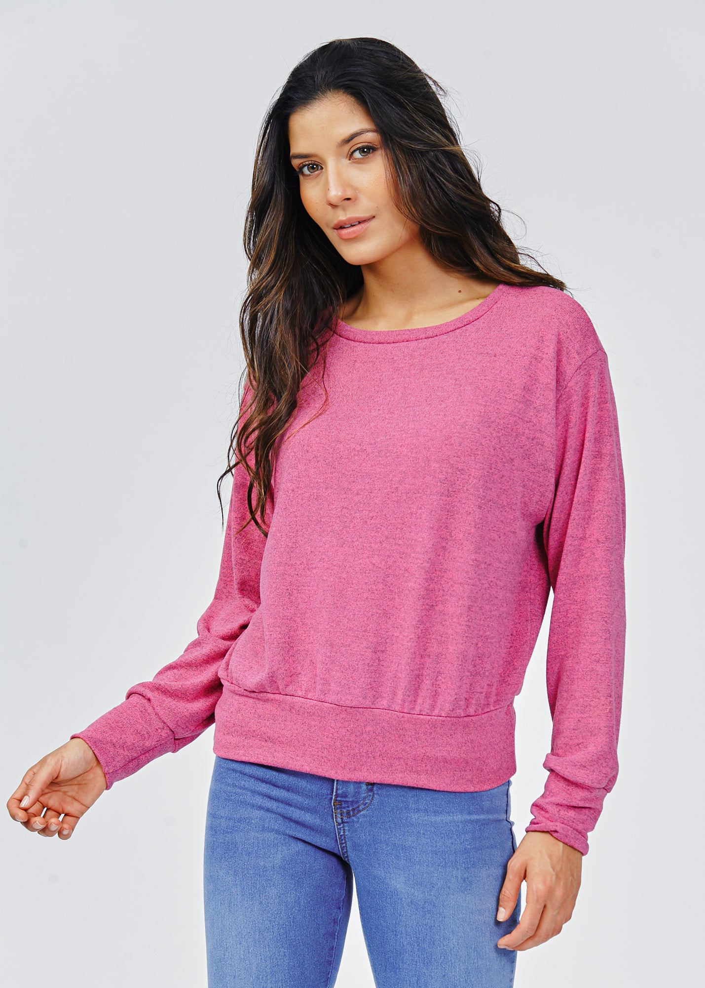 Blusa Tricô Manga Longa - Rosa