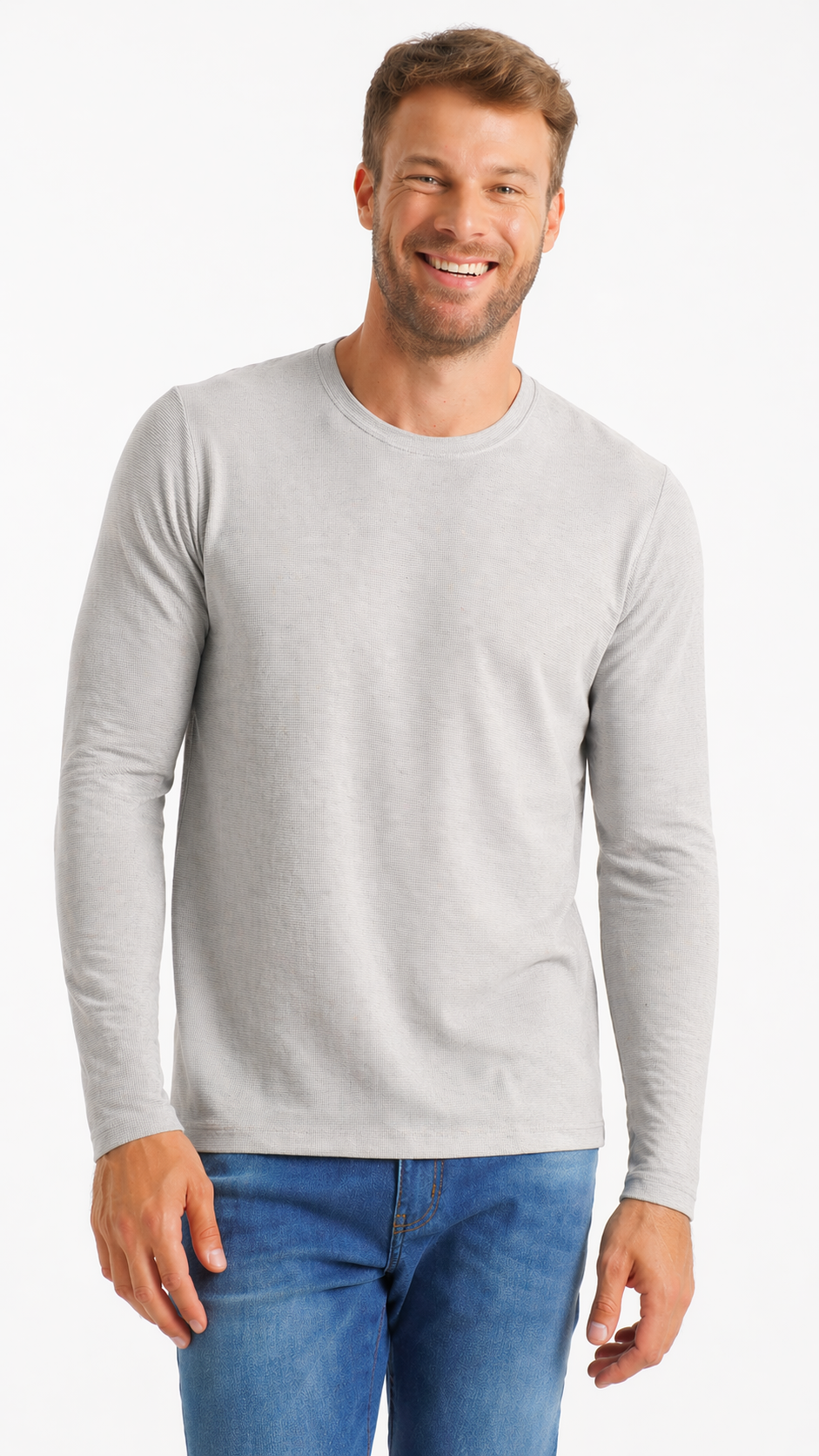 Camiseta Tricô Diamond Manga Longa - Cinza