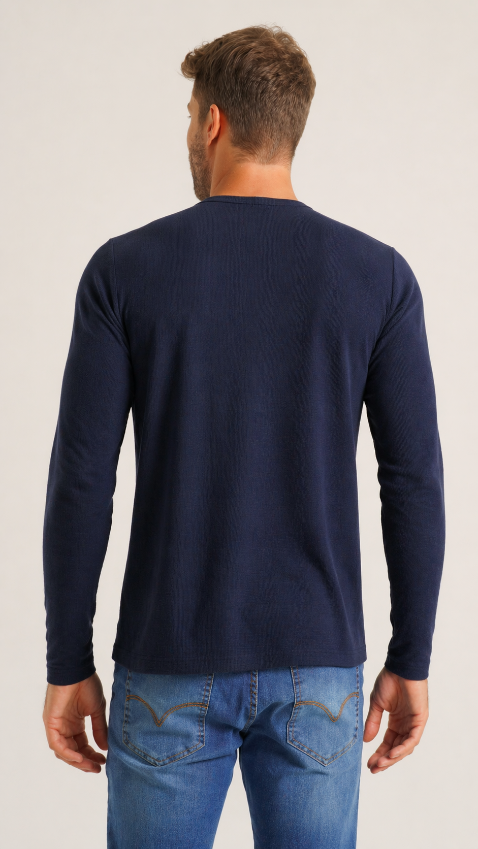 Camiseta Tricô Diamond Manga Longa - Azul Marinho