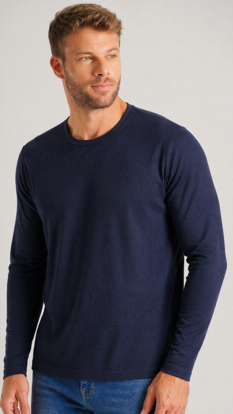 Camiseta Tricô Diamond Manga Longa - Azul Marinho