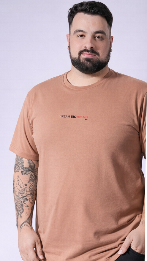 Camiseta Estampada Dreams Plus Size - Ocre