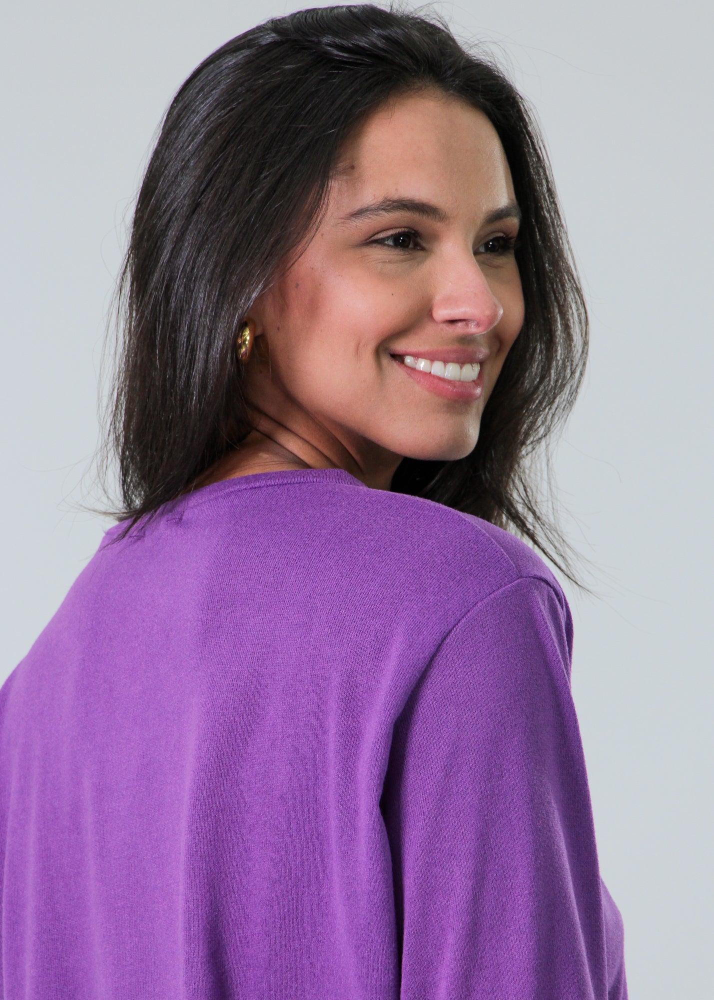 Blusa Tricô Manga Longa - Roxo