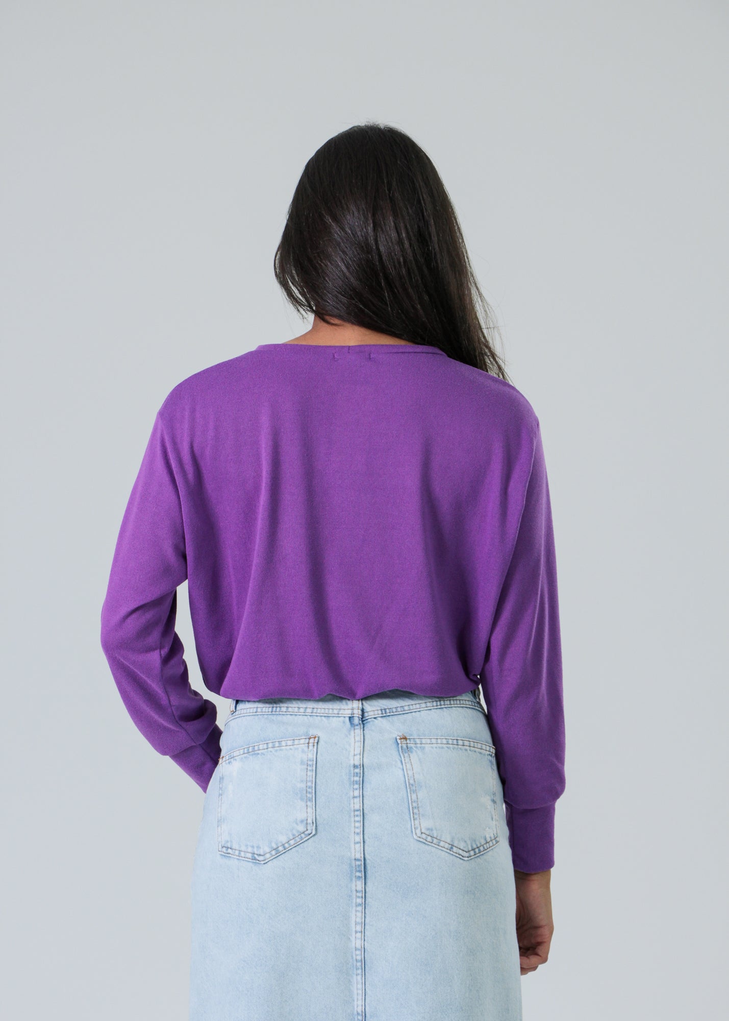 Blusa Tricô Manga Longa - Roxo