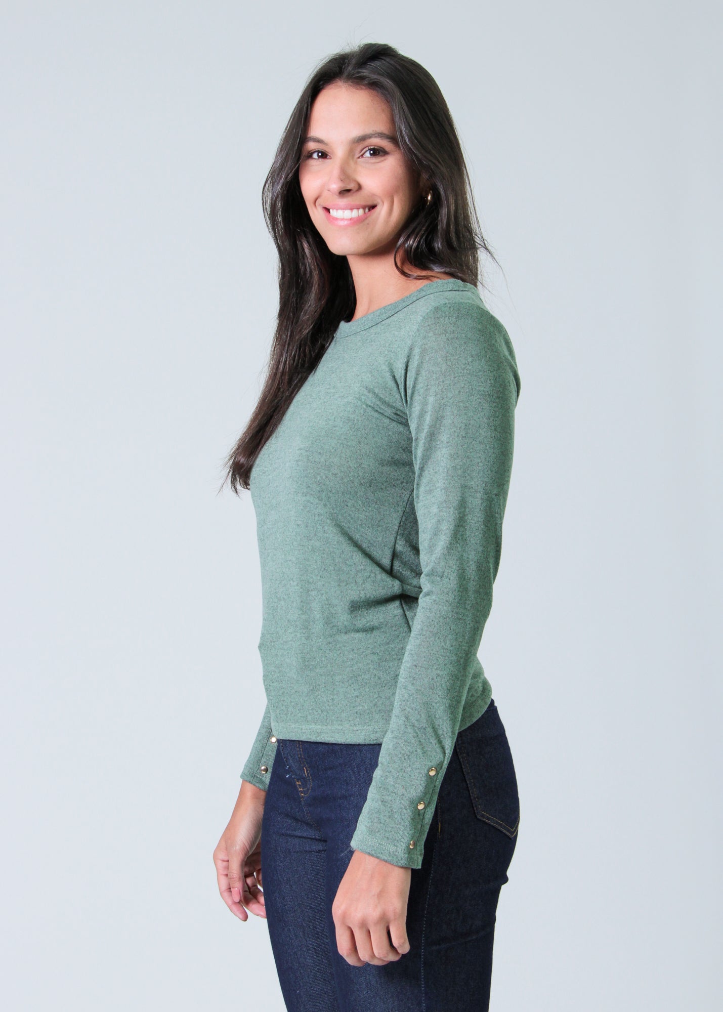 Blusa Tricô Manga Longa Taxas - Verde