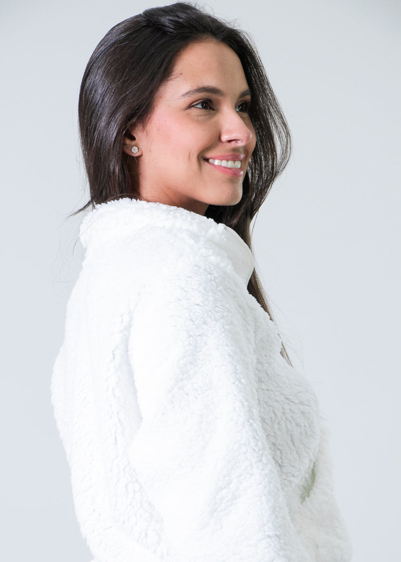 Canguru Sherpa Zíper - Branco