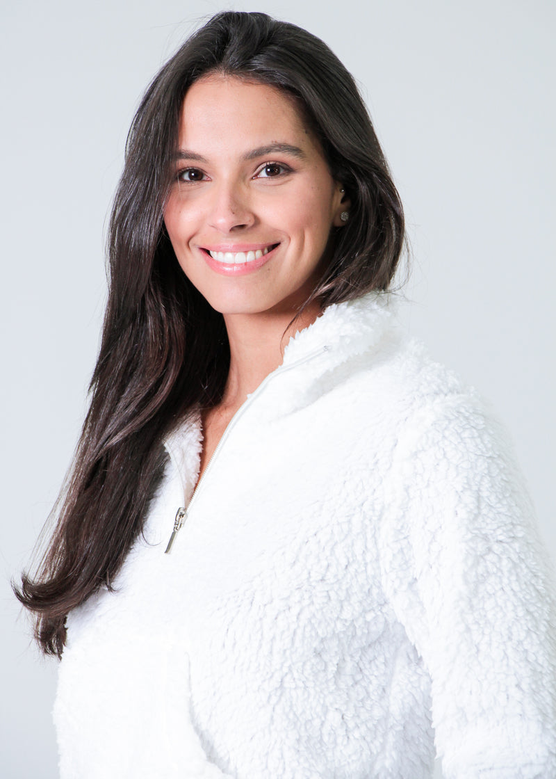 Canguru Sherpa Zíper - Branco