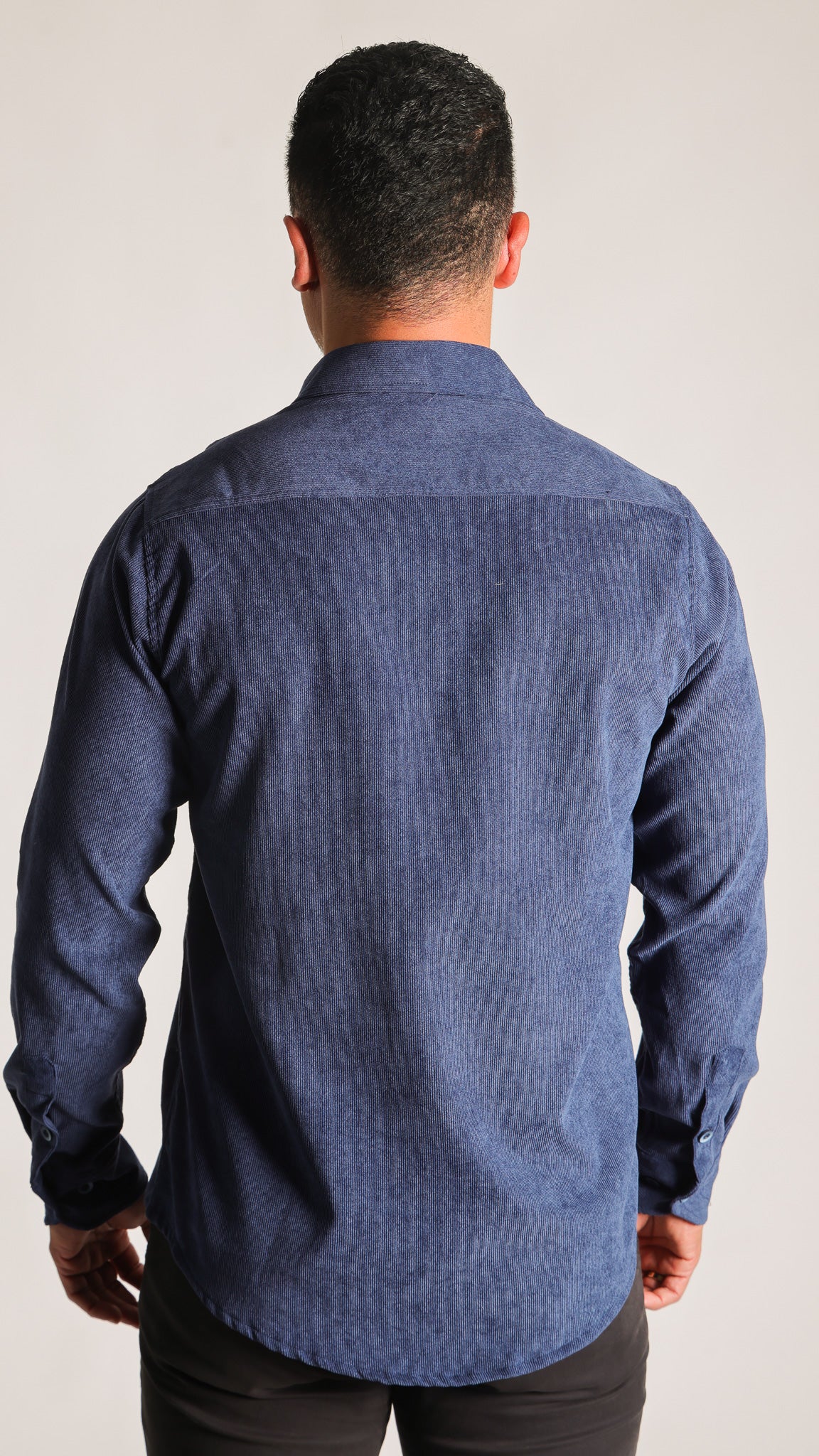 Camisa Cotelê Manga Longa - Azul Marinho