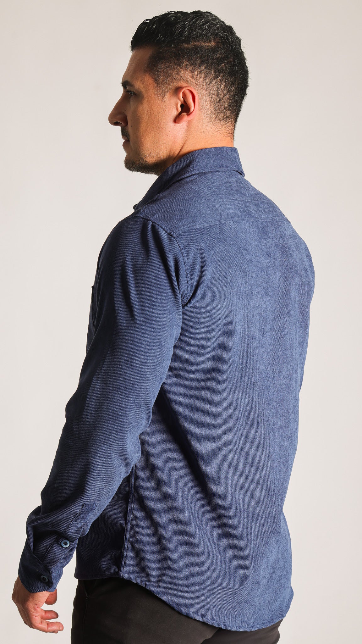 Camisa Cotelê Manga Longa - Azul Marinho