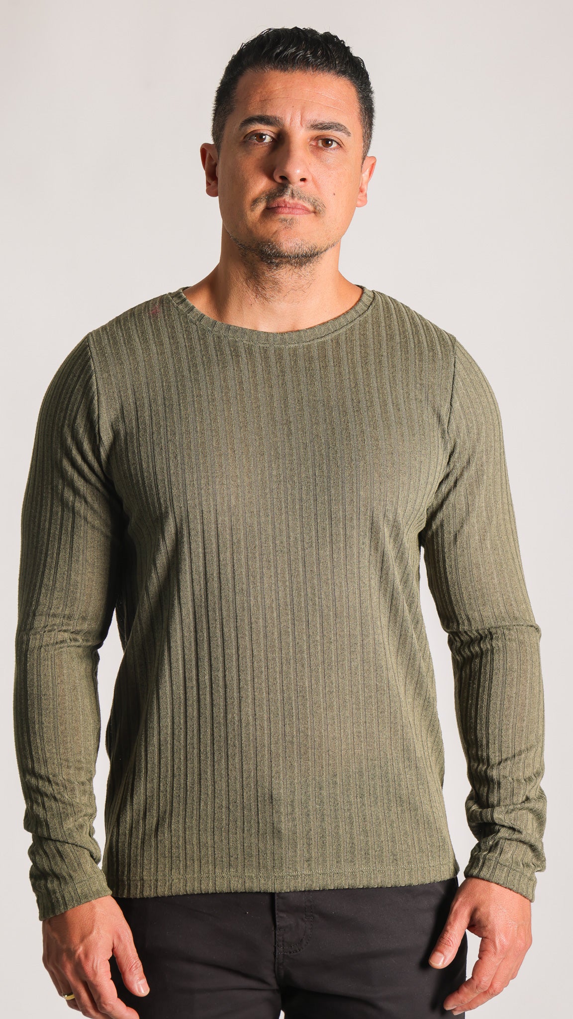 Suéter Tricô Canelado - Verde Militar