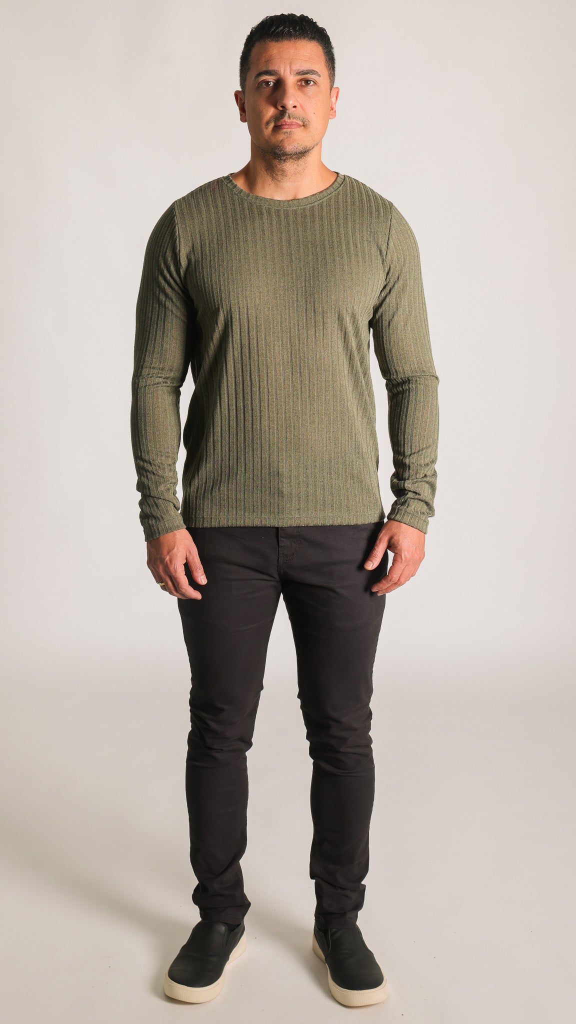 Suéter Tricô Canelado - Verde Militar