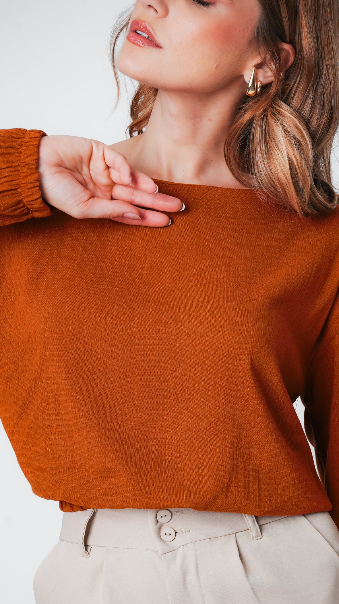 Blusa Manga Longa - Telha