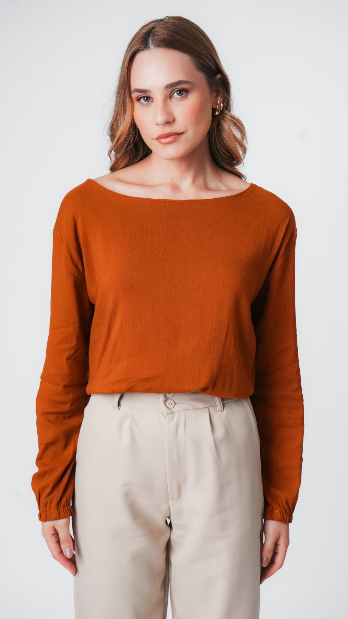 Blusa Manga Longa - Telha