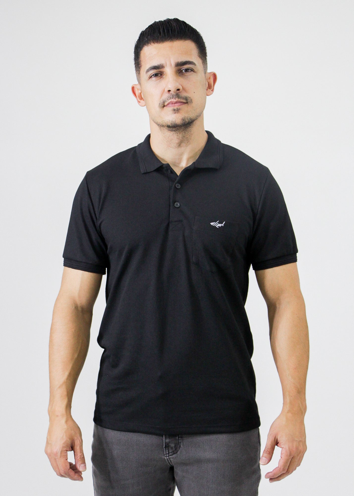 Camisa Polo Piquet Bolso - Preta