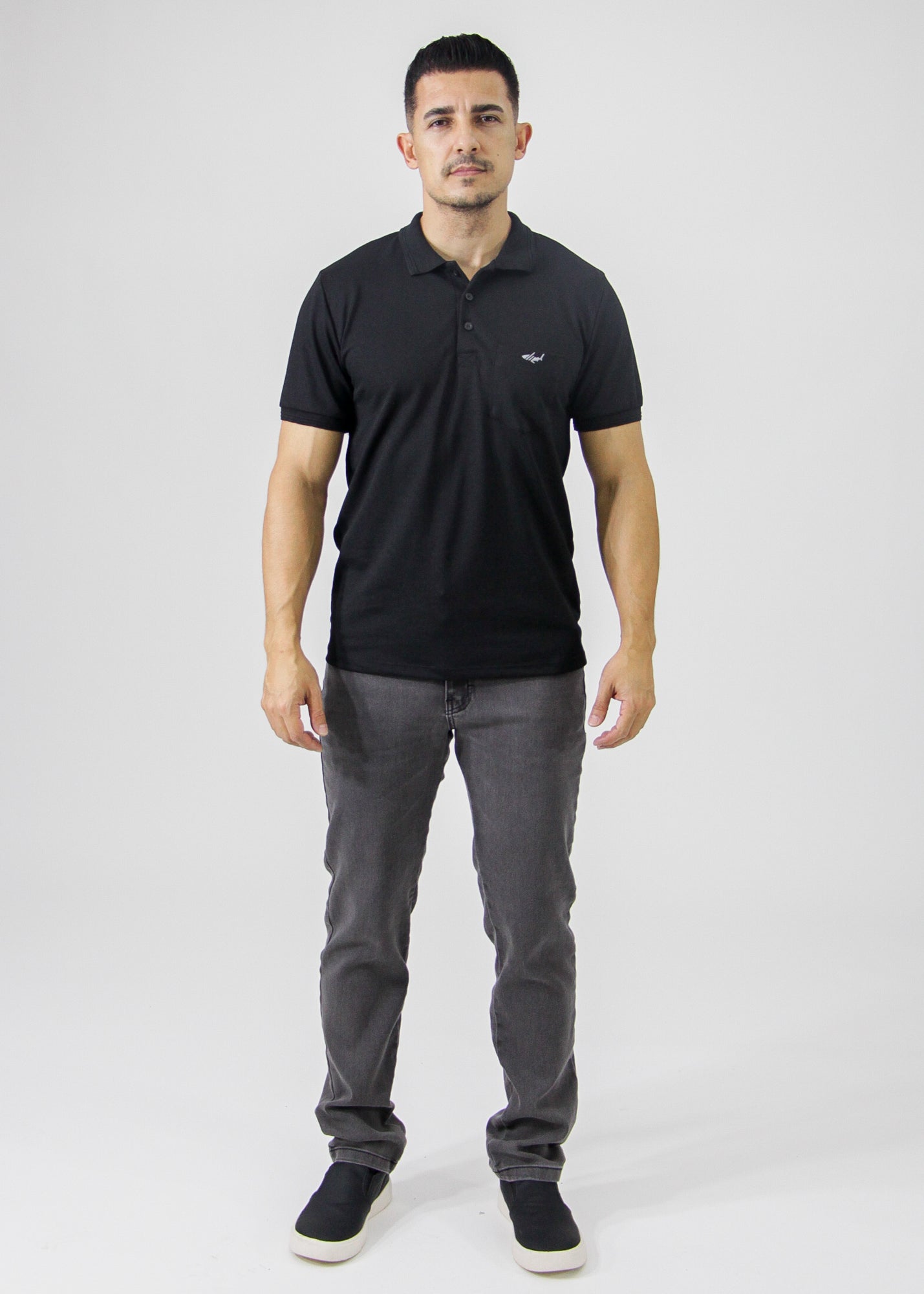 Camisa Polo Piquet Bolso - Preta