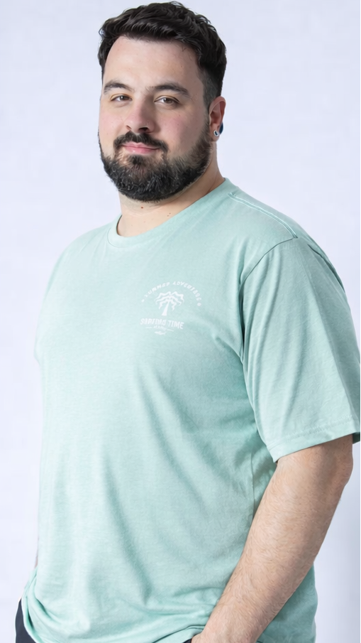 Camiseta Estampada Surfing Plus Size - Verde