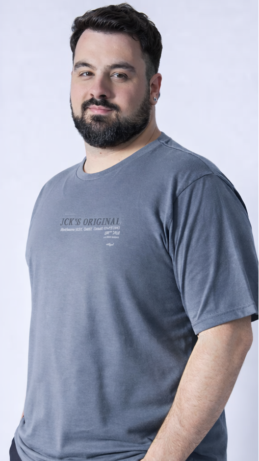 Camiseta Estampada Jck's Plus Size - Cinza