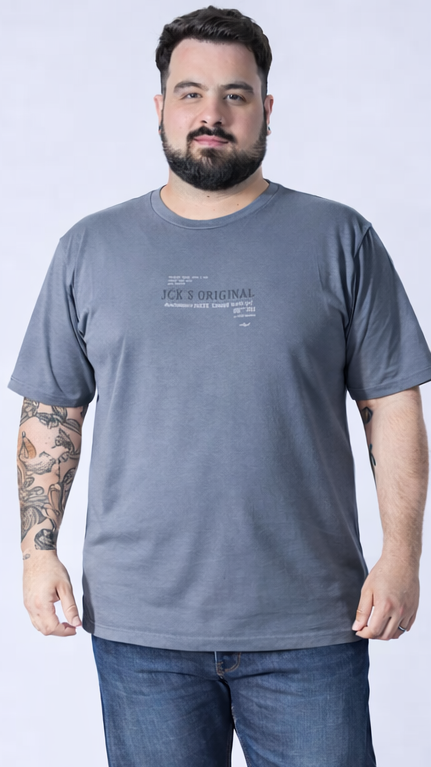 Camiseta Estampada Jck's Plus Size - Cinza