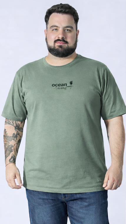 Camiseta Estampada Ocean Plus Size - Verde