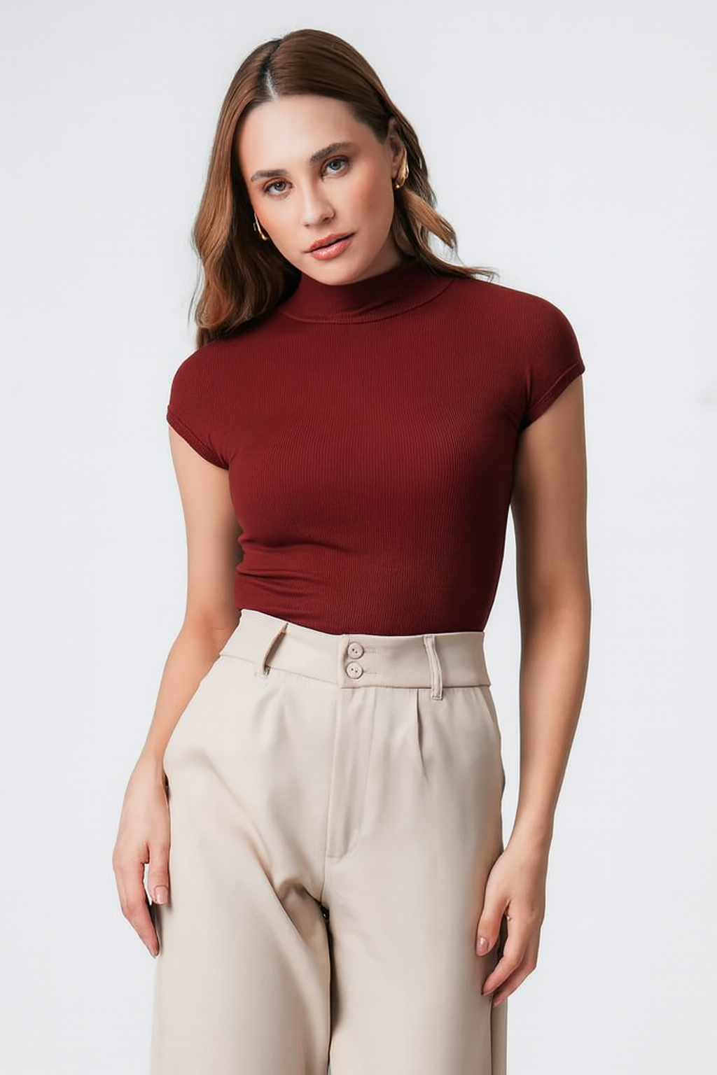 Blusa Manga Japonesa Canelada - Bordô