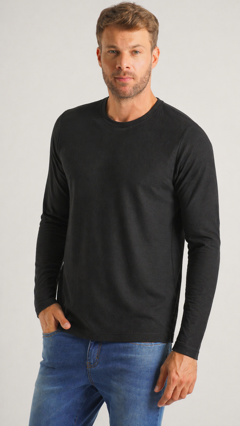 Camiseta Tricô Diamond Manga Longa - Preta