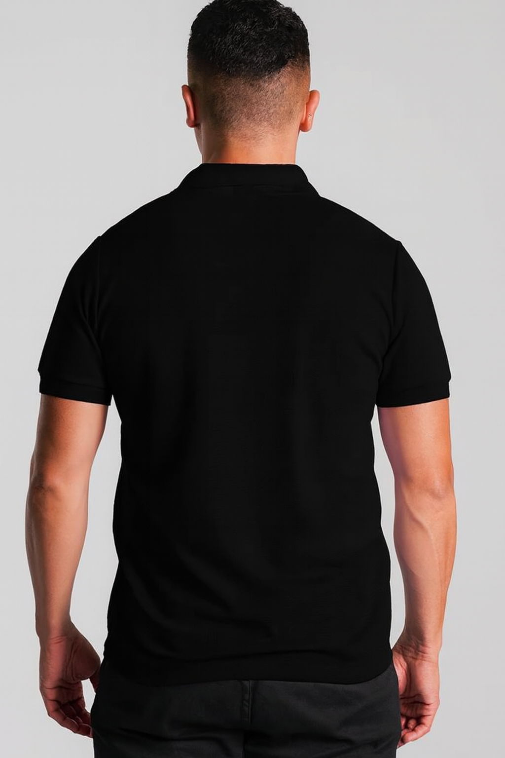 Camisa Polo Tricô Plus Size - Preta