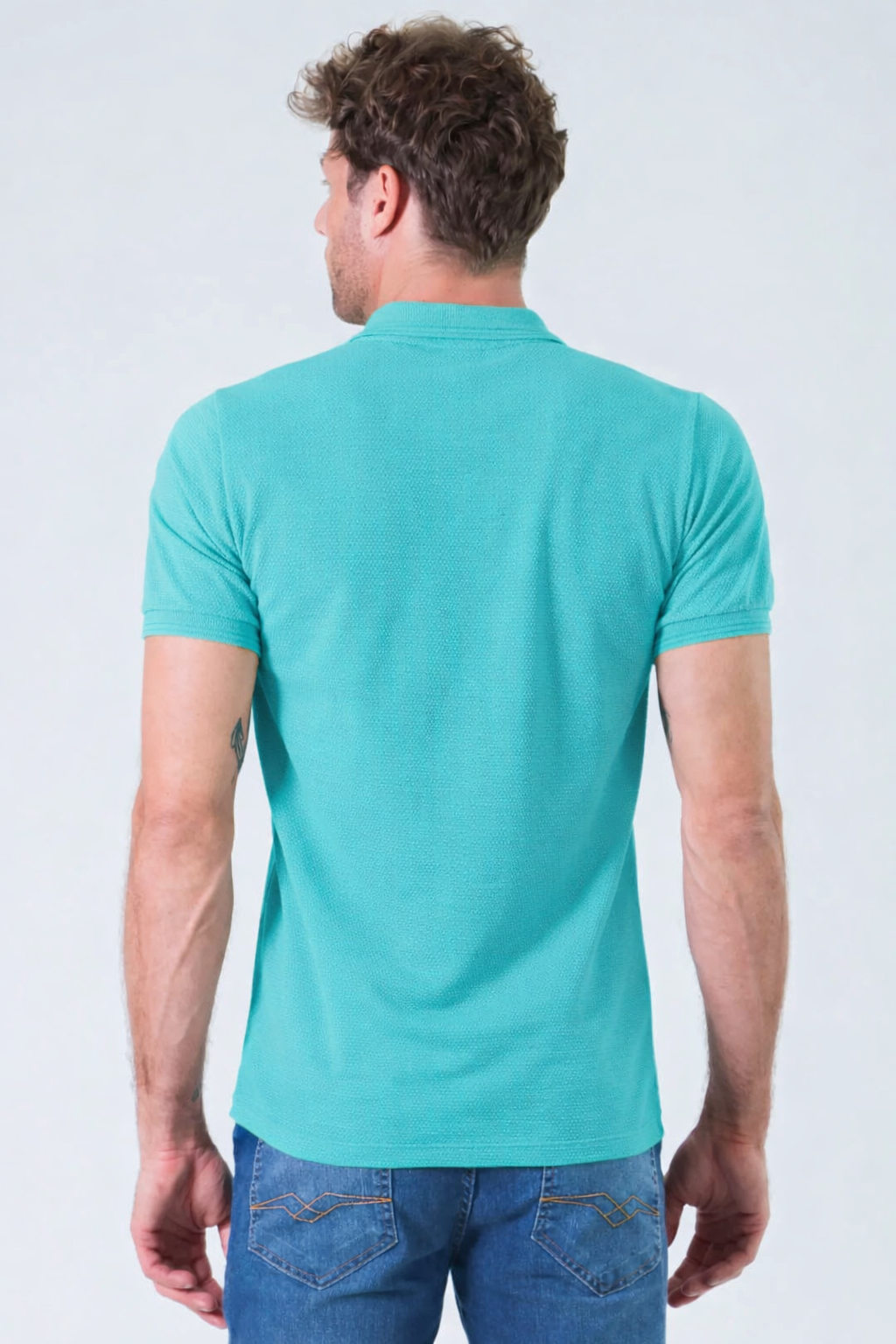 Camisa Polo Colmeia - Verde Água