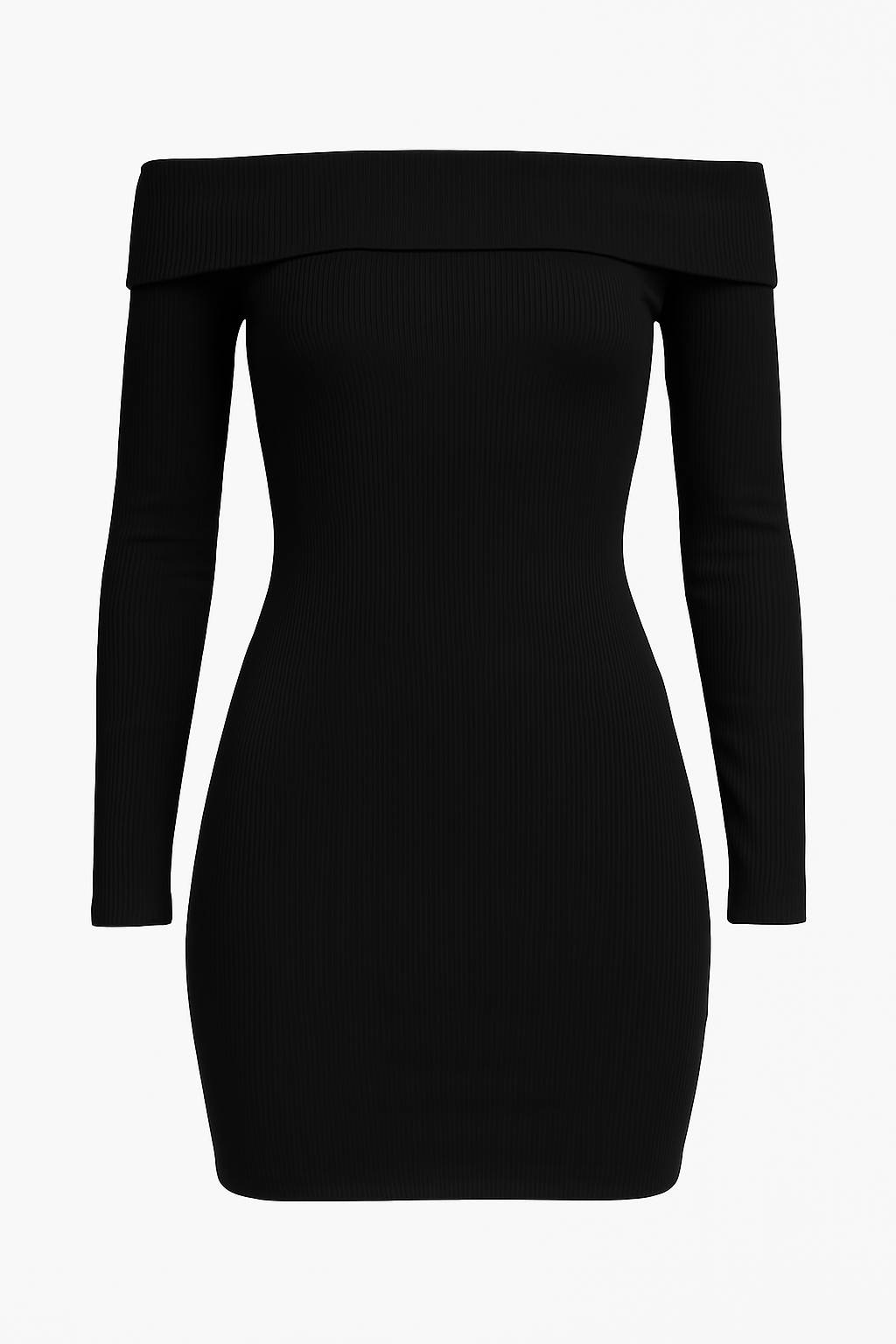 Vestido Canelado Ombro a Ombro - Preto