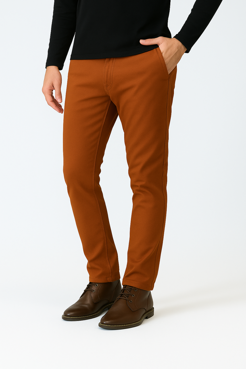 Calça Sarja Bolso Faca - Telha