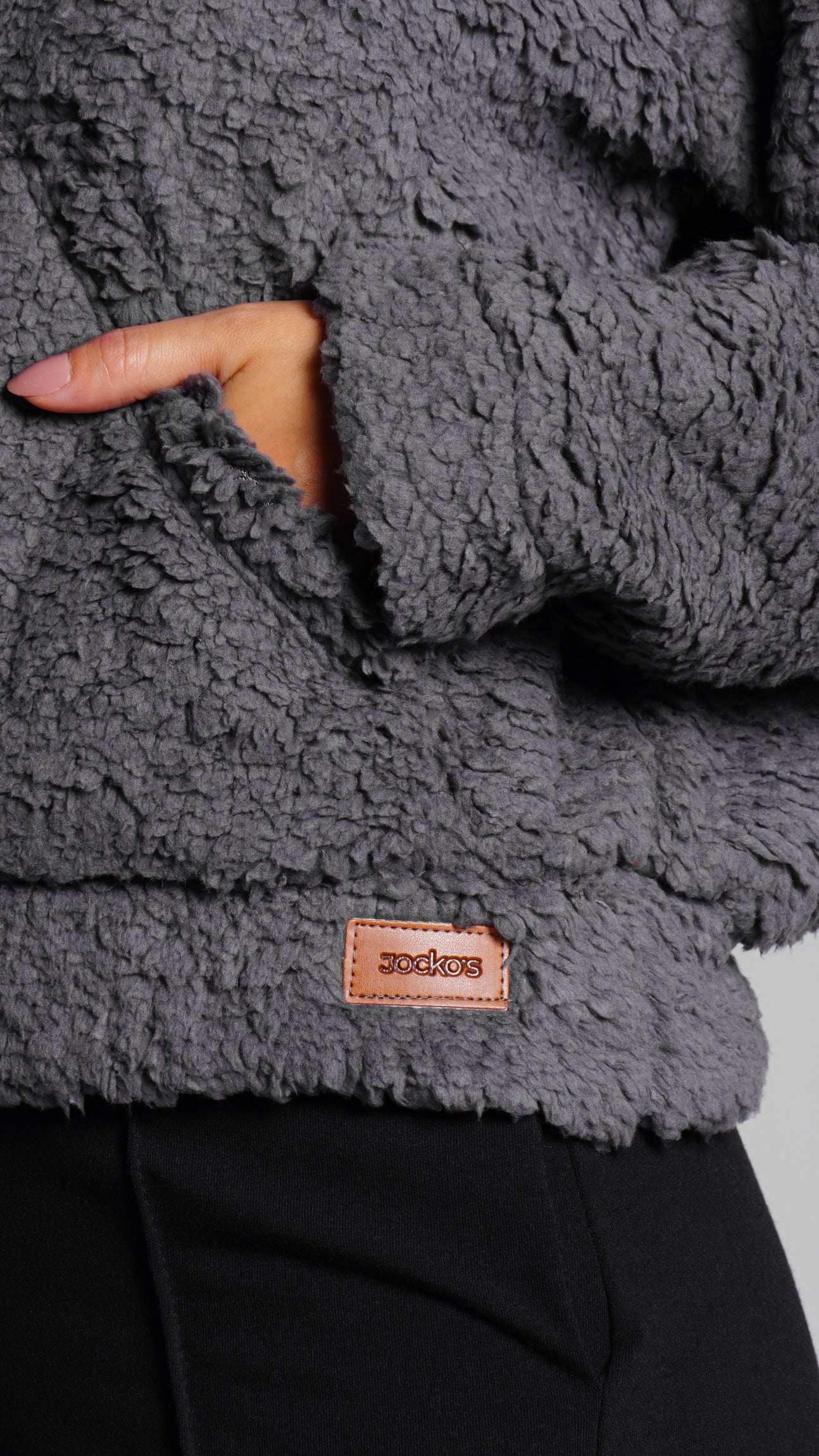 Canguru Sherpa Zíper - Grafite