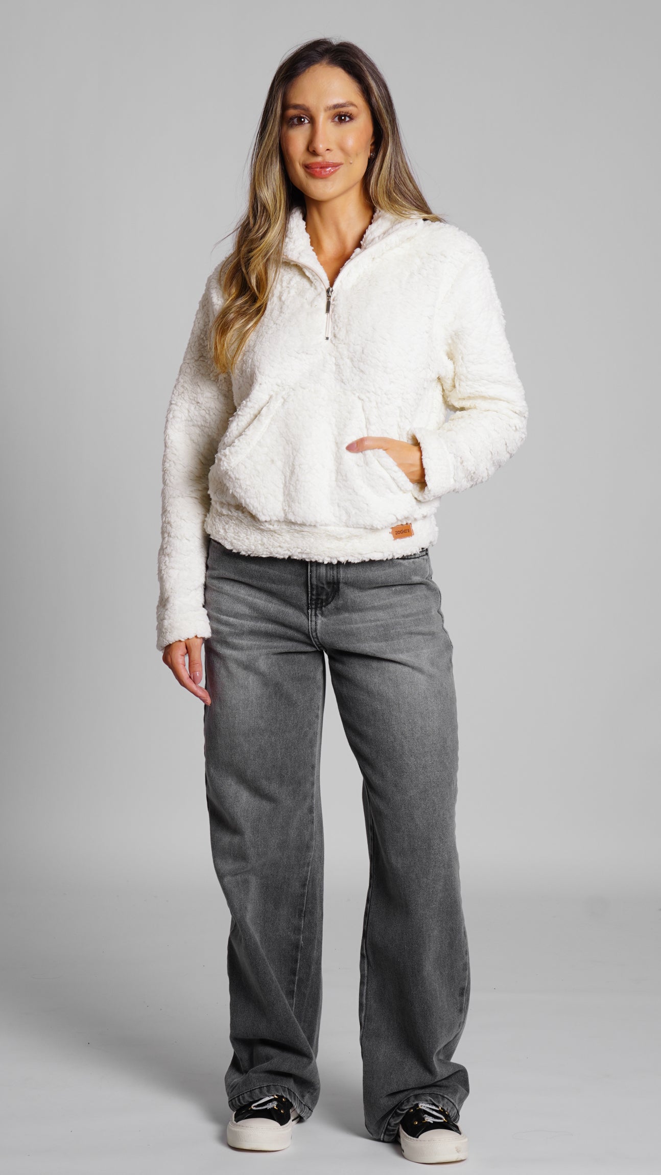 Cnguru Sherpa Zíper - Off White