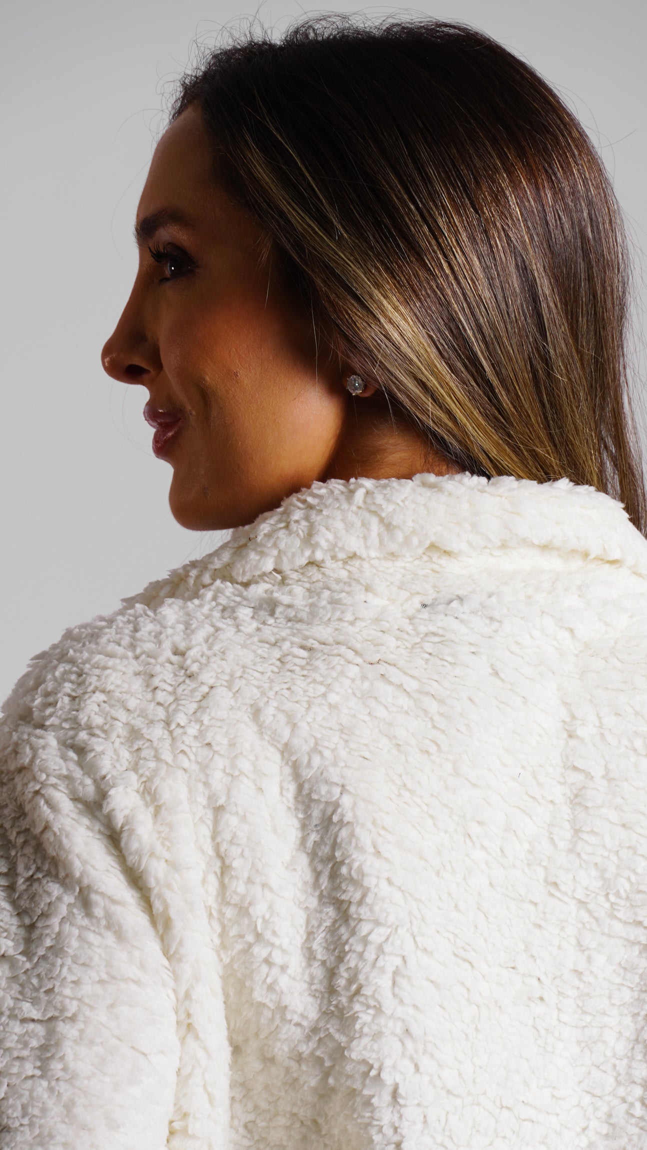 Cnguru Sherpa Zíper - Off White