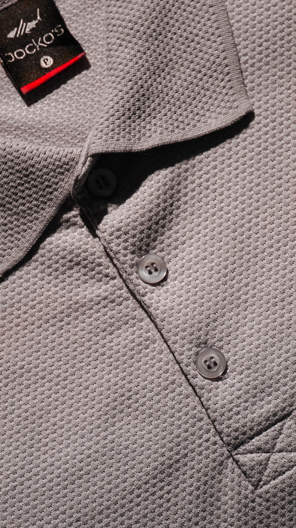 Camisa Polo Jacquard Colmeia - Cinza