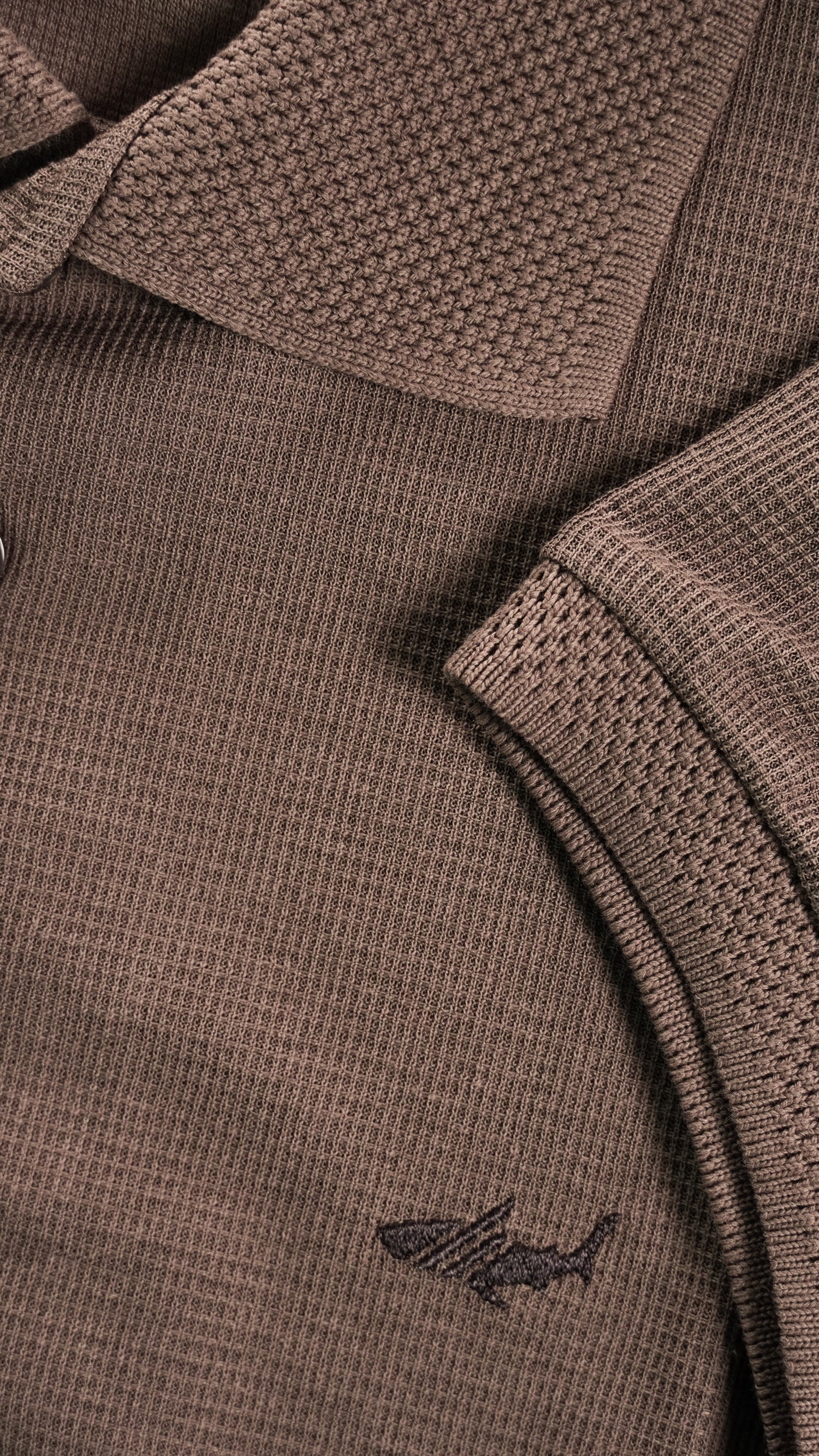 Camisa Polo Jacquard Tricô - Marrom