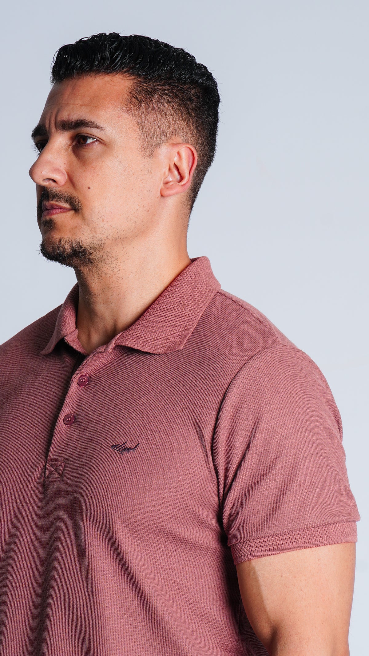 Camisa Polo Jacquard Tricô - Rosê
