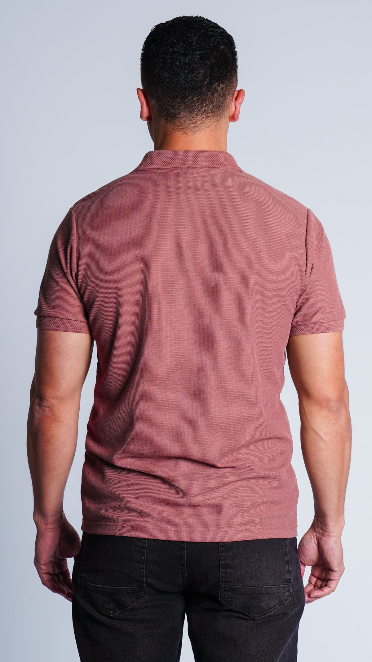 Camisa Polo Jacquard Tricô - Rosê