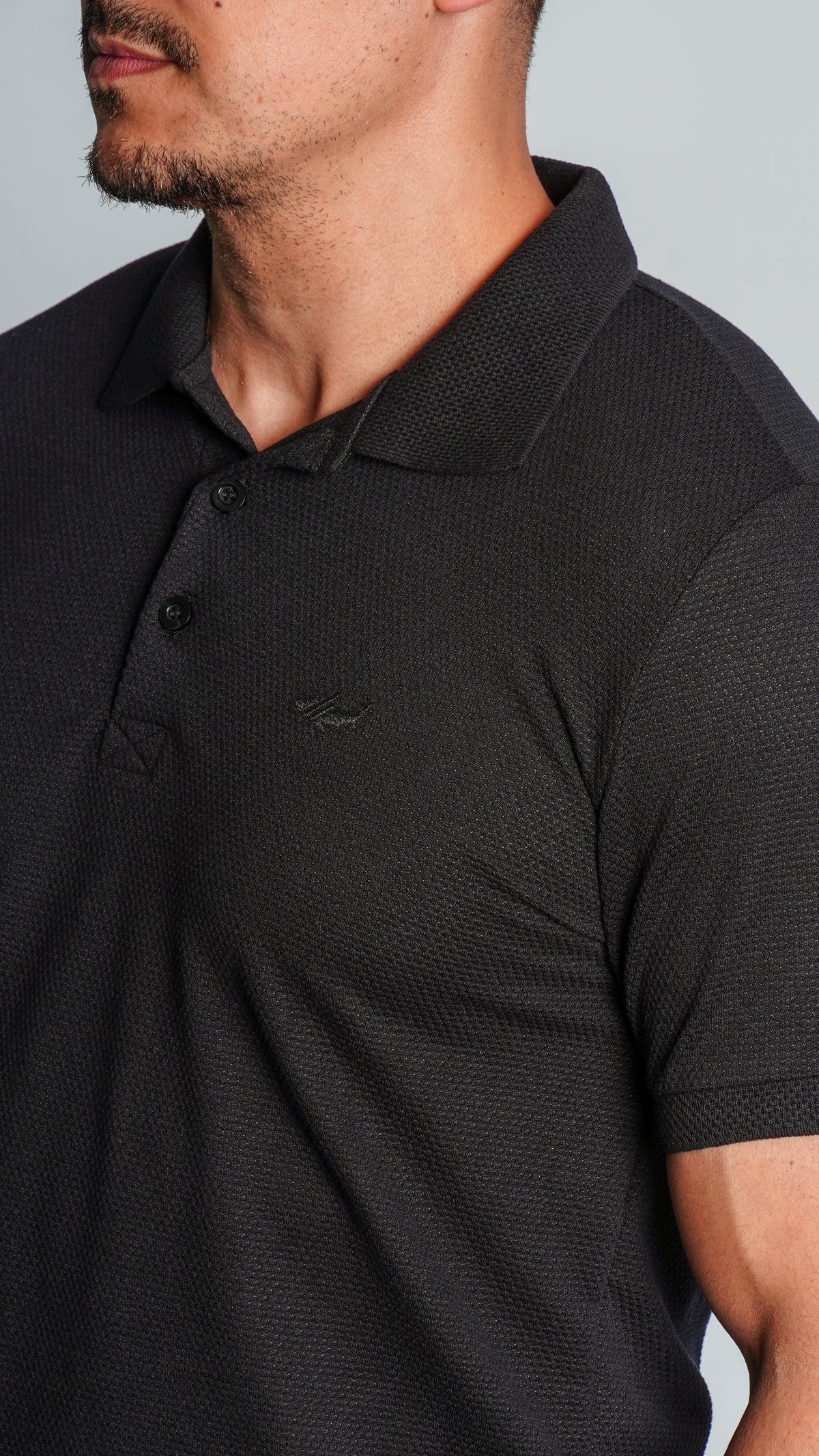 Camisa Polo Jacquard Colmeia - Preta