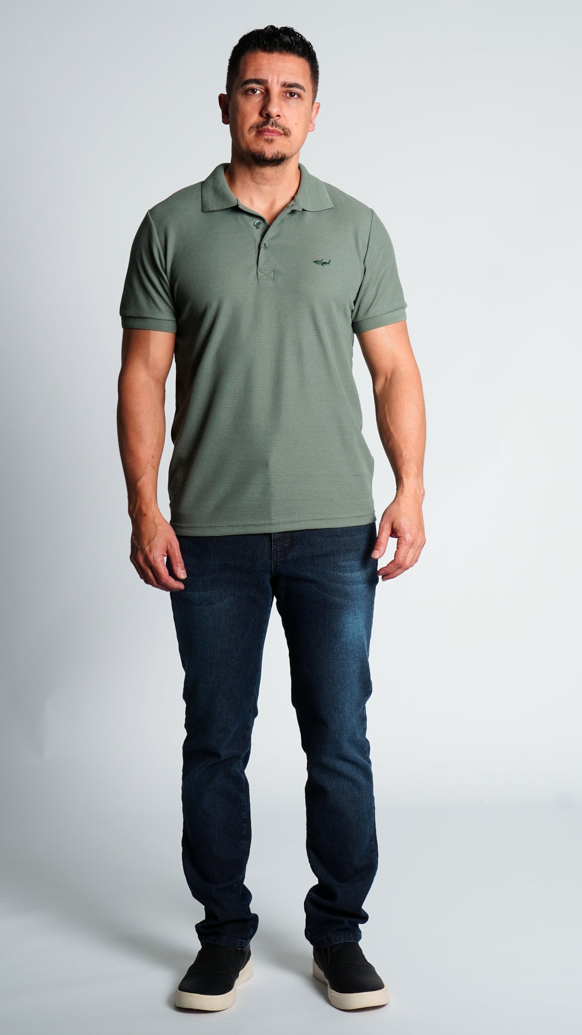 Camisa Polo Jacquard Tricô - Verde