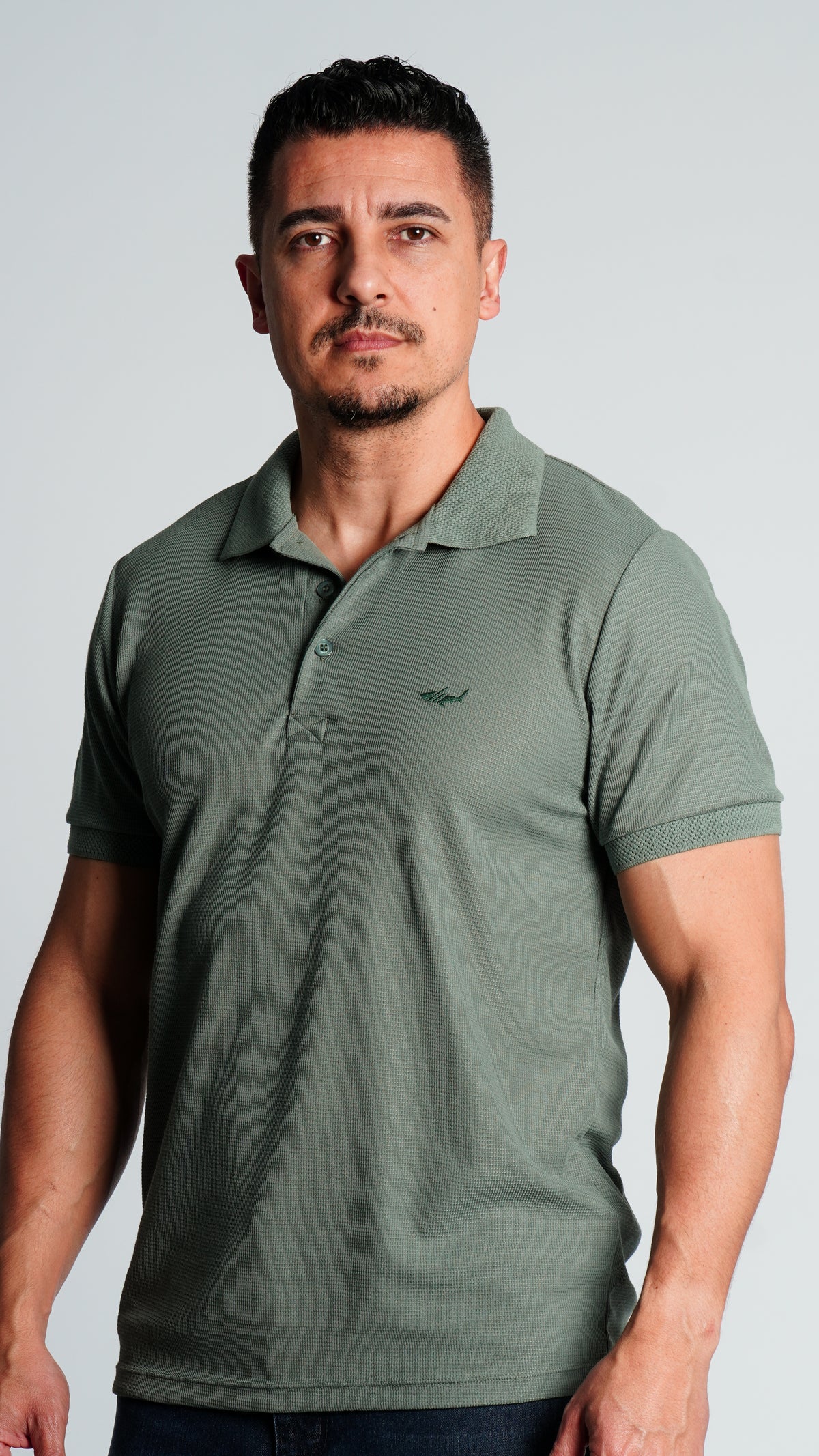 Camisa Polo Jacquard Tricô - Verde