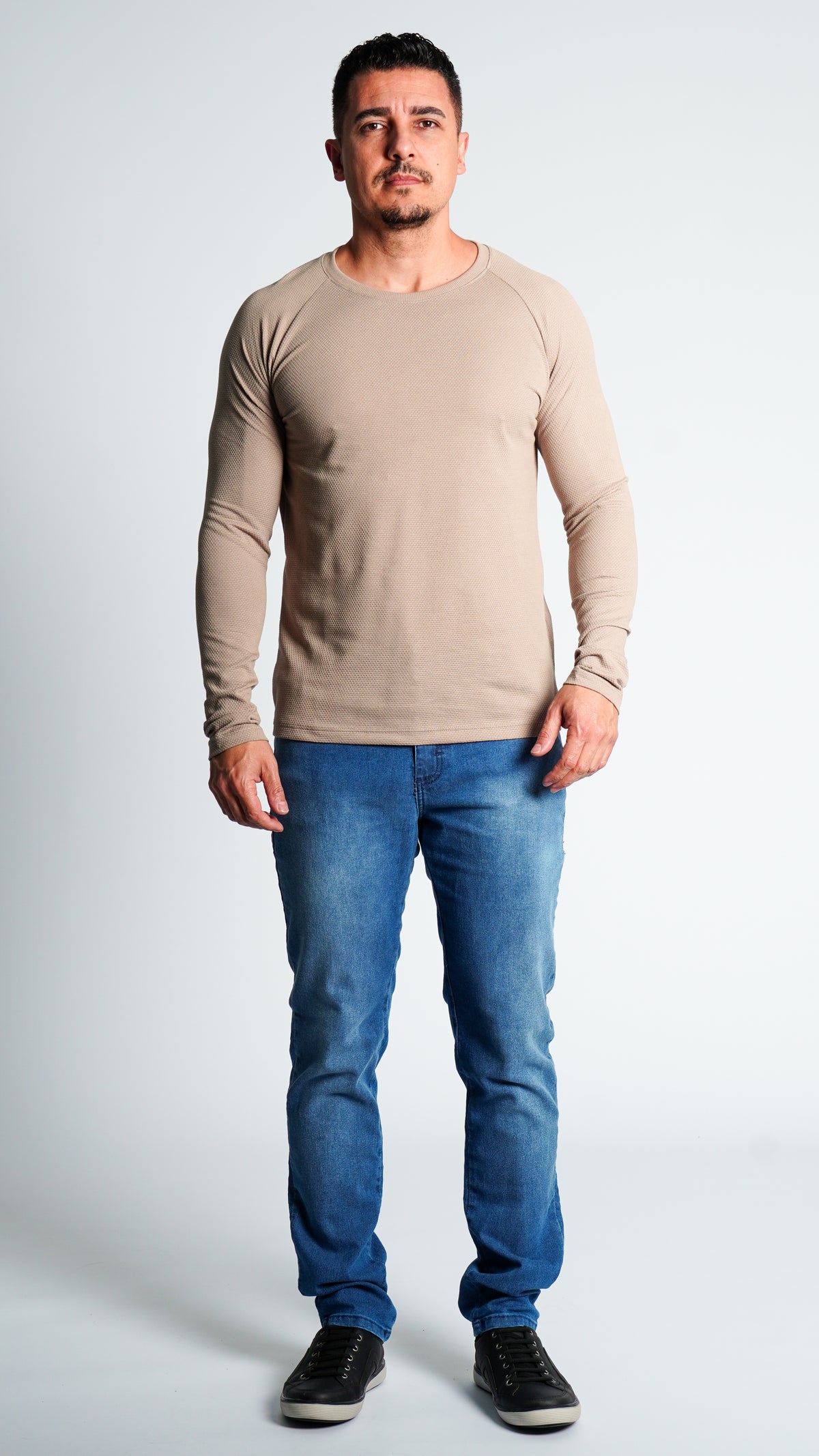 Camiseta Manga Longa Colmeia - Bege