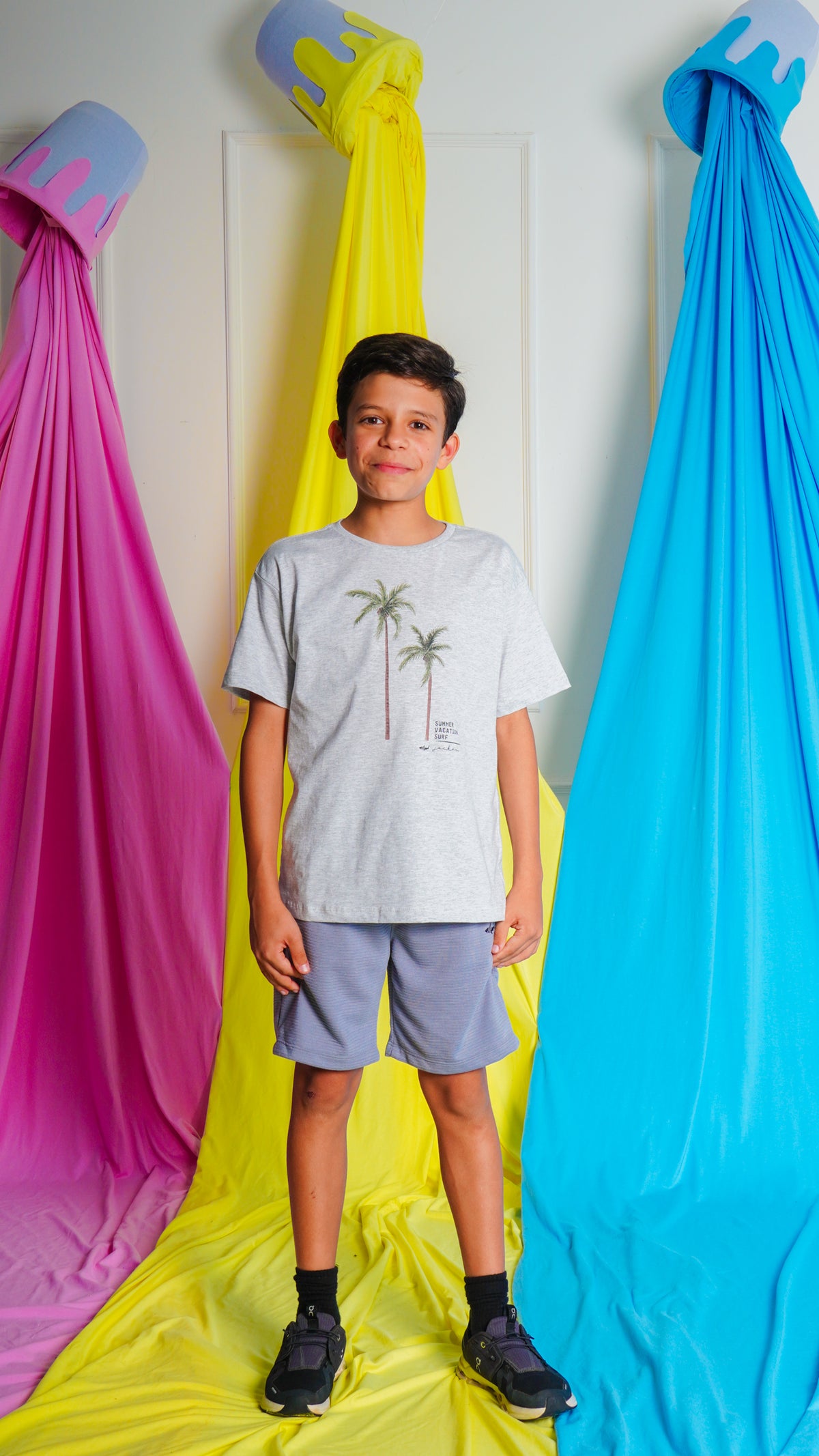 Camiseta Kids Estampada Surf - Cinza