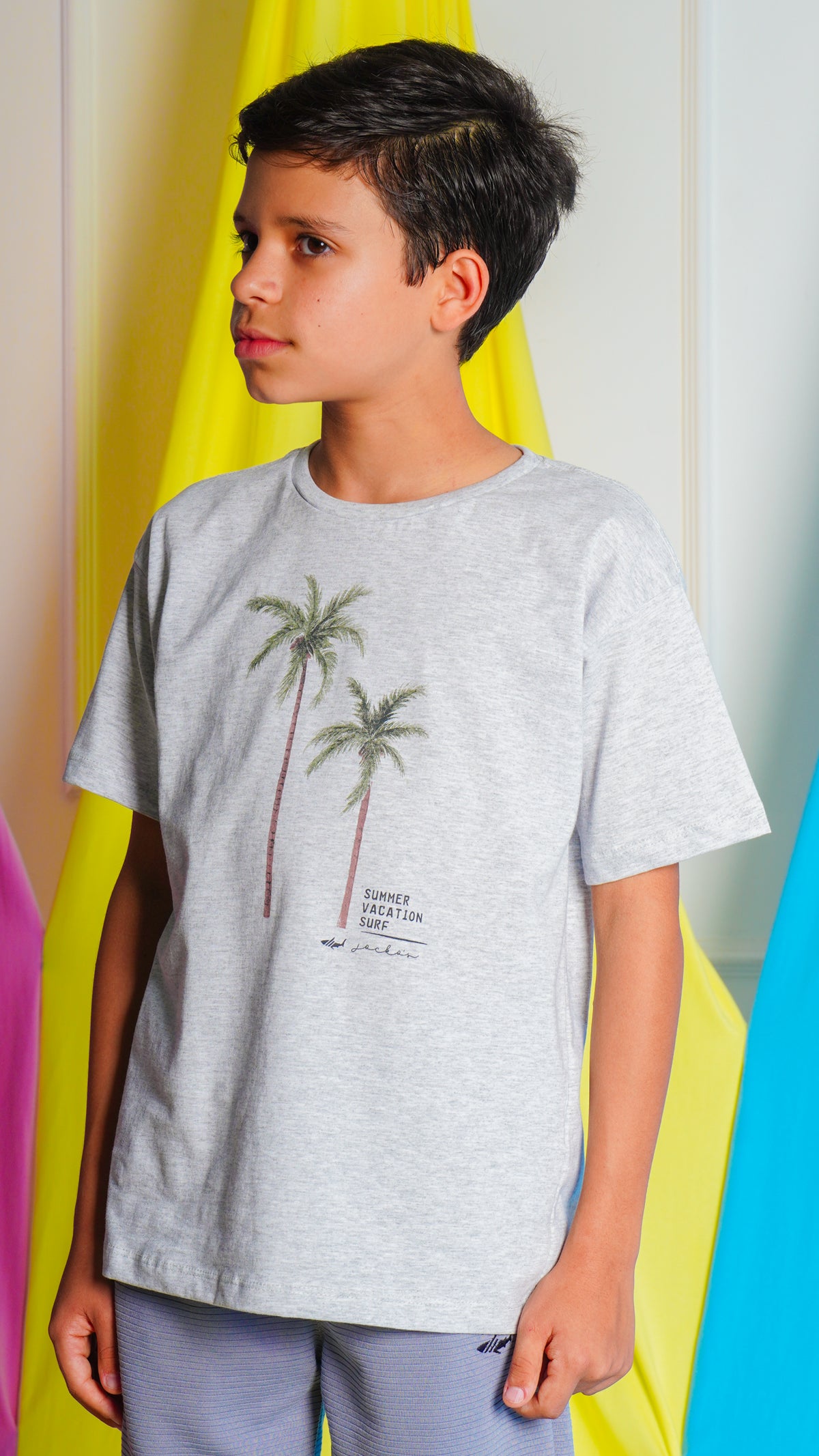 Camiseta Kids Estampada Surf - Cinza