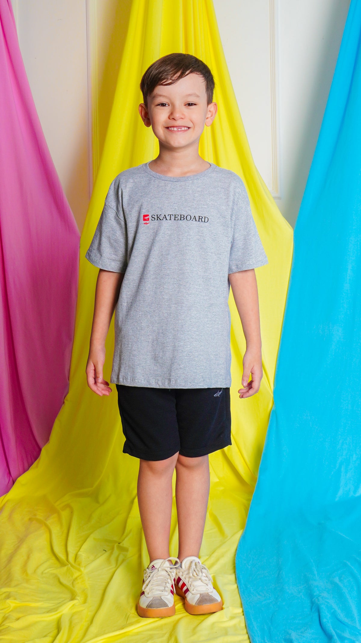 Camiseta Kids Estampada Skateboard - Cinza