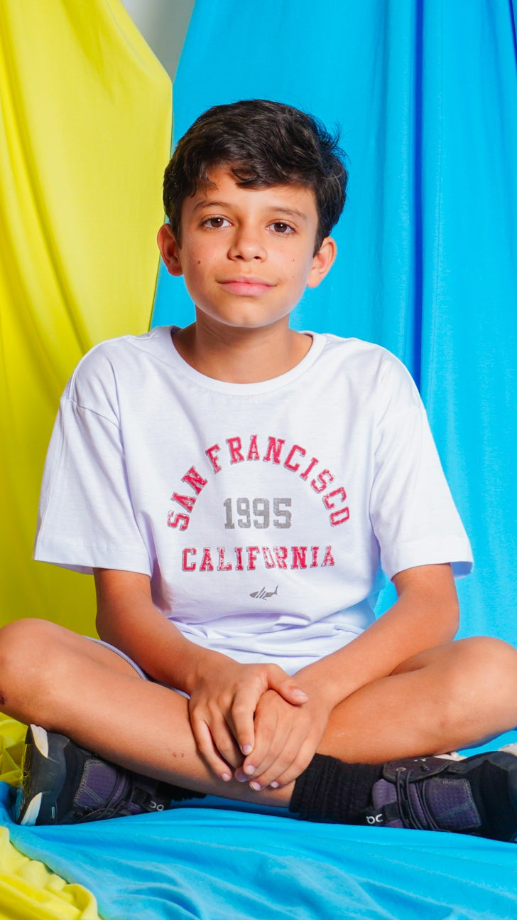 Camiseta Kids Estampada Califórnia - Branca