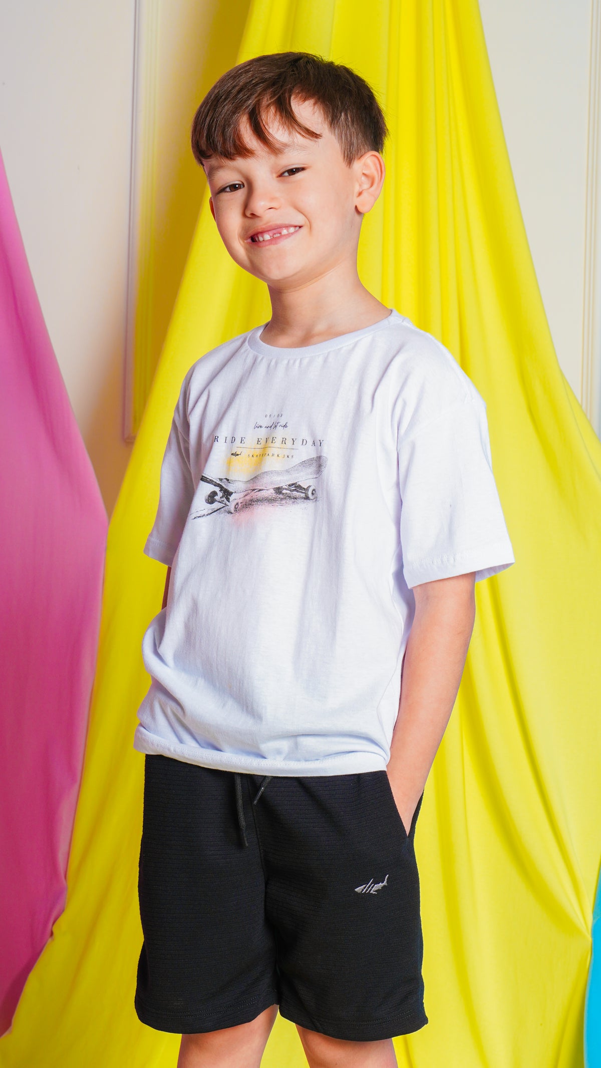 Camiseta Kids Estampada Skate - Branca