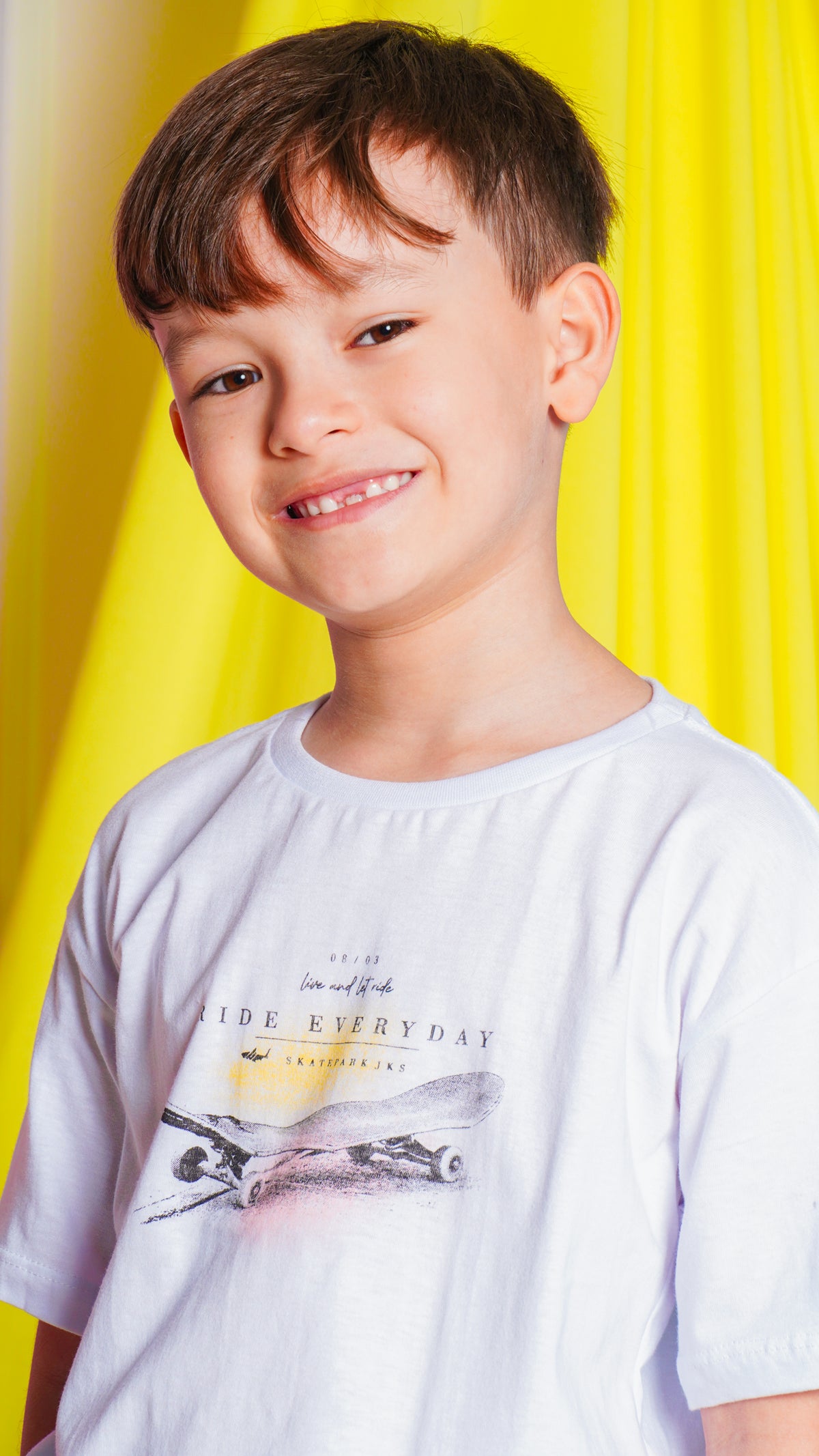 Camiseta Kids Estampada Skate - Branca